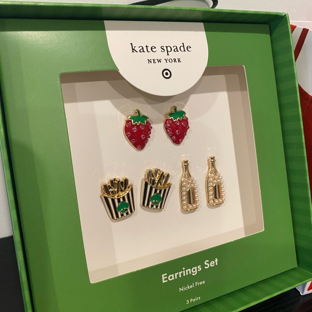 Kate Spade for Target- 🍓Strawberry, French Fries 🍟 Champagne 🍾 Earrings Set